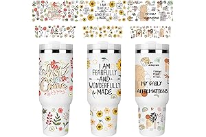 UV DTF Cup Wraps with Inspirational Bible Verse Quotes & Floral Designs