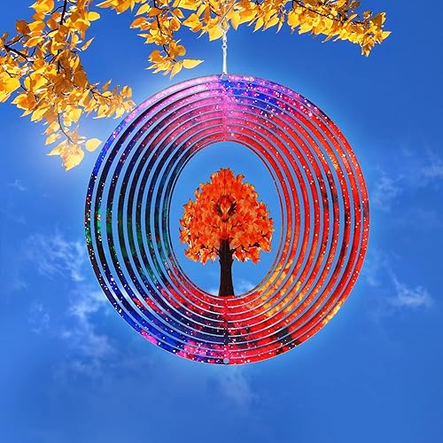 Miniatura 2 de Spring Song Molinillo de viento 3D de acero inoxidable para interiores y exteriores, árbol de la vida, decoración de jardín, manualidades, adornos