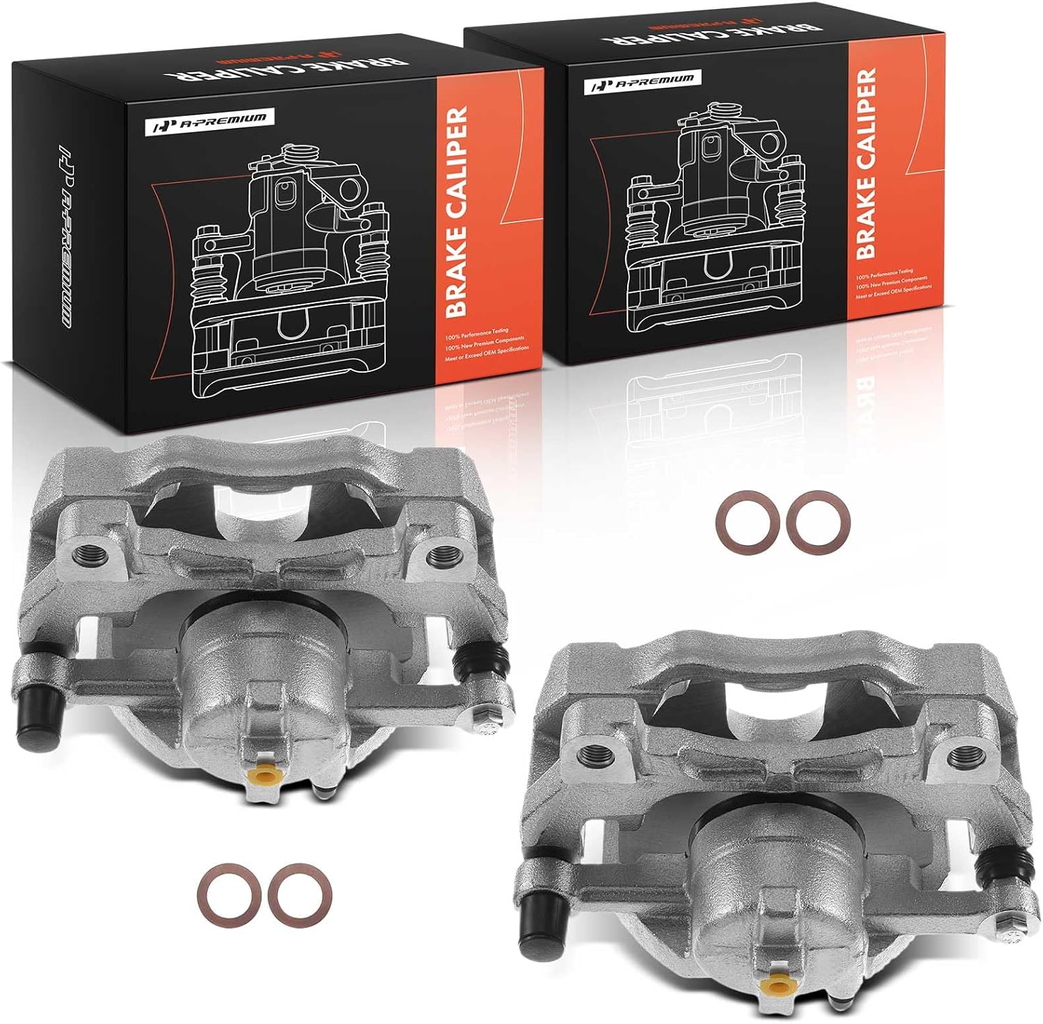 A-Premium Disc Brake Caliper Assembly with Bracket Compatible with Select Infiniti Models - G35 2007-2008, G37 2008-2013, Q60 2014-2015 - Front Driver and Passenger Side, 2-PC Set