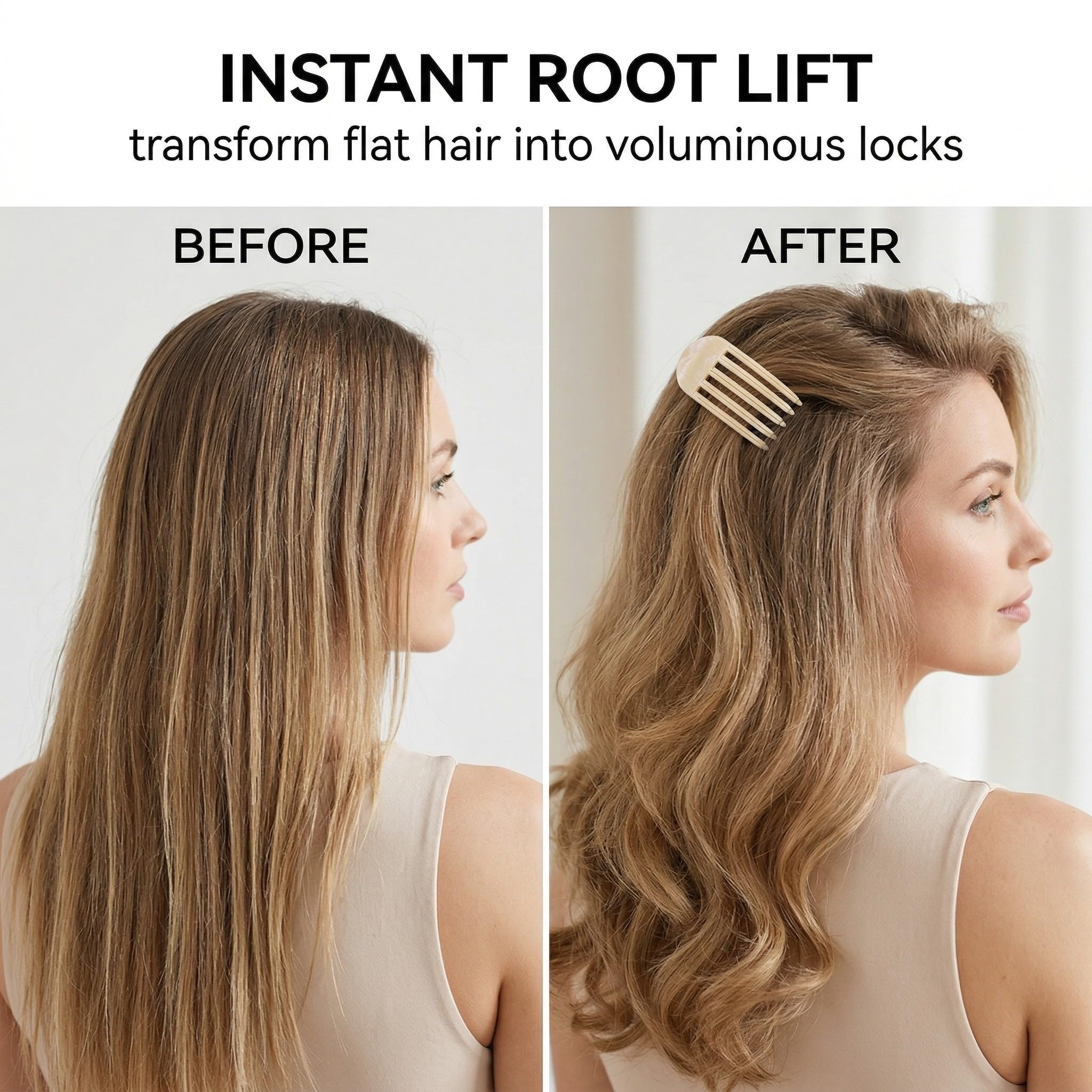 2 Pezzi Pettine per capelli, Clip Della Radice Del Volume, Pettine Per Radici Volume Dei Capelli Ricci, Volume Della Radice Dei Capelli, Fermagli per Capelli Volumizzanti Radici, Giallo