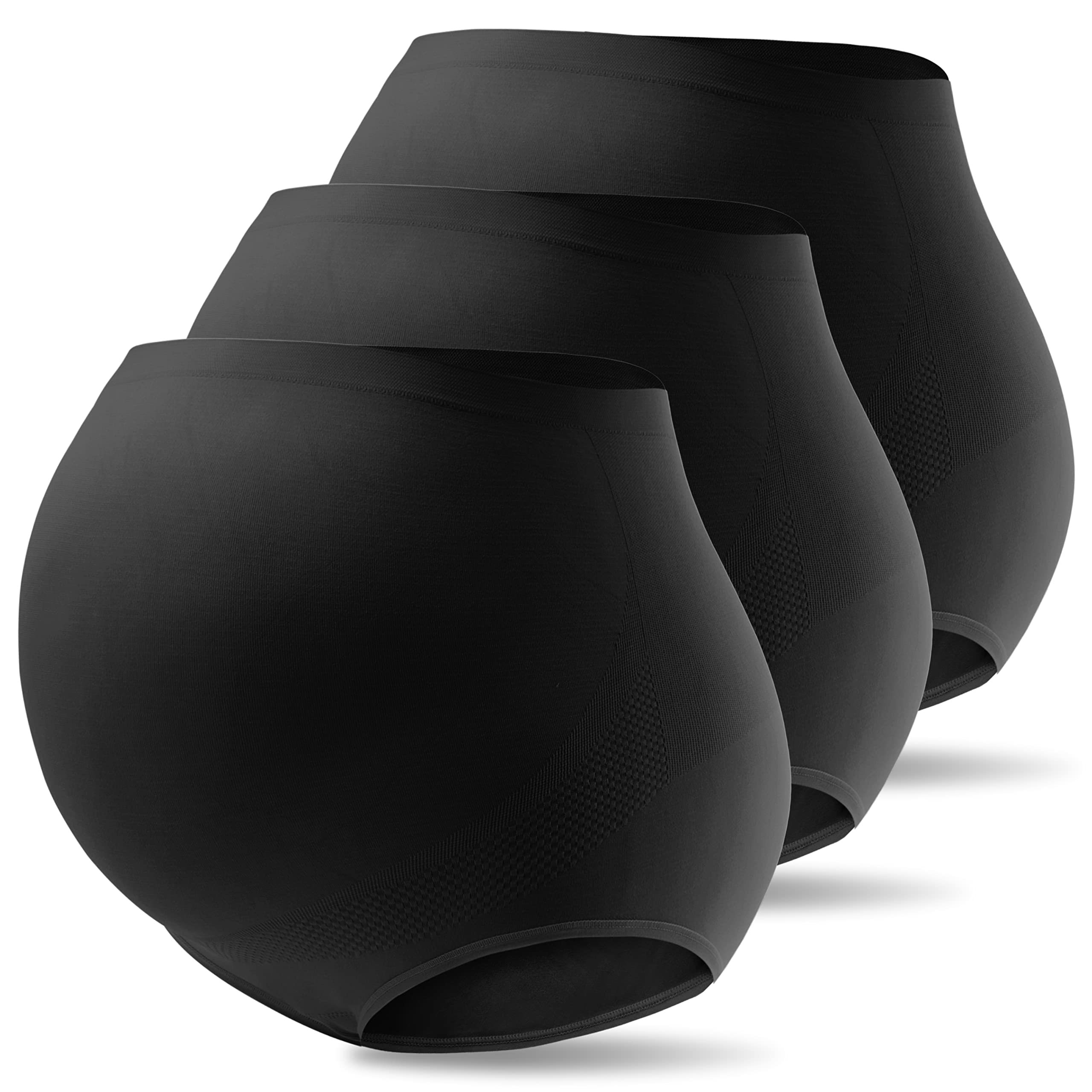 Mama Plus Women's Over Bump Maternity Underwear High Waist Seamless Pregnancy Briefs Nylon Panties Multi-Pack