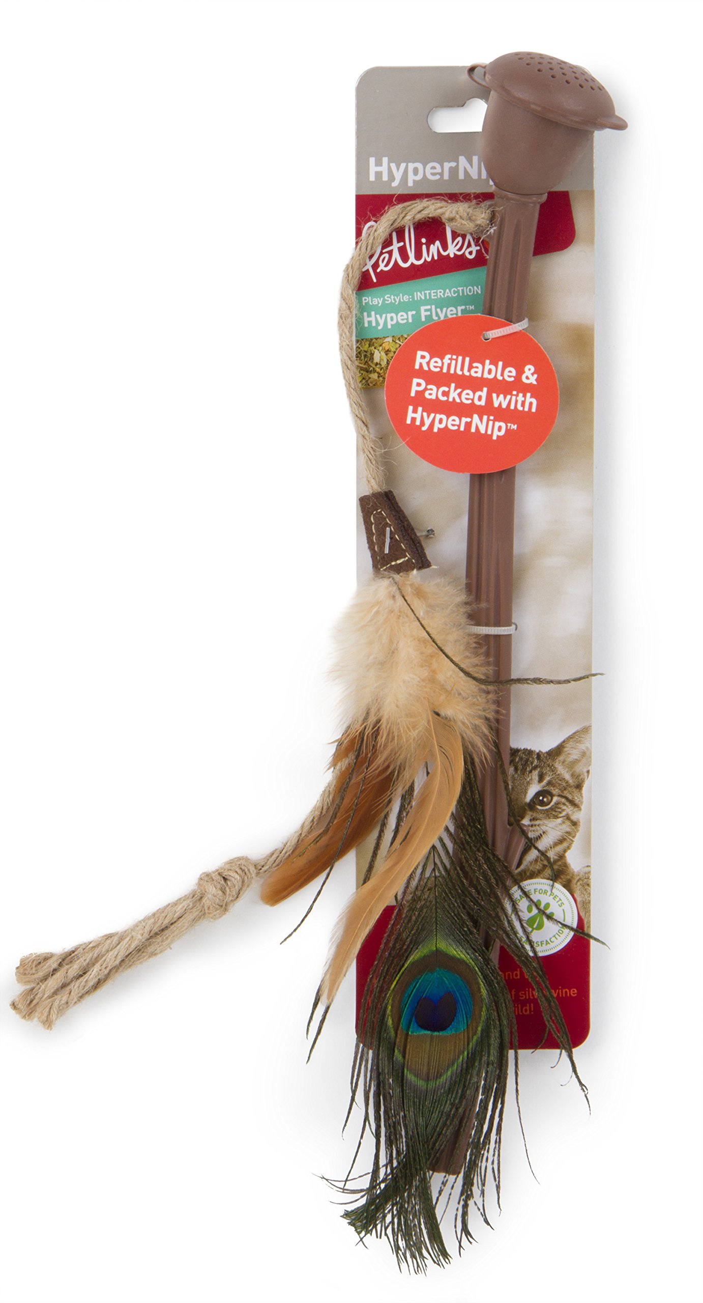 Petlinks 49722 Hyper Flyer Diffuser Wand with Feathers Hyper Nip Catnip Toy