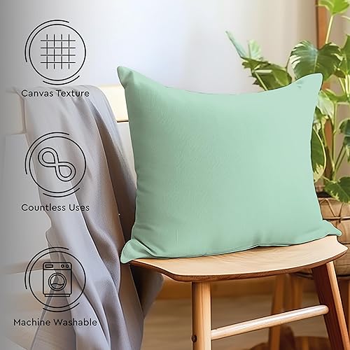 Vista 135 de Encasa Homes - Juego de 2 fundas de almohada, 18 x 18 pulgadas, lona de algodón teñidas, cuadradas, decorativas, para sofá, silla, cama y hogar, Azul