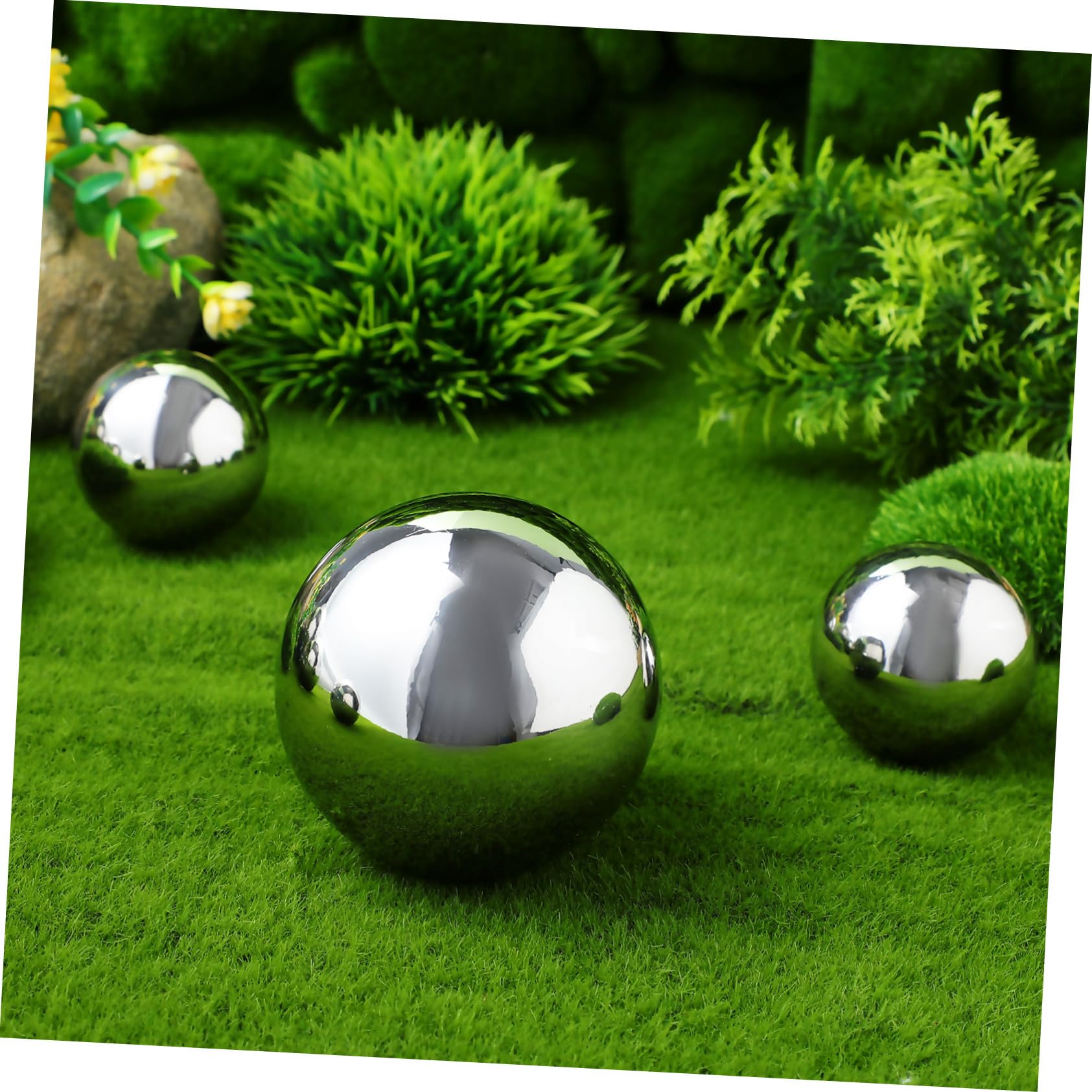 Sosoport 6 Pezzi Sfere Decorative da in Acciaio Riflettente Cava e Leggera per Esterni Decorazione Cortile Patio Dimensioni