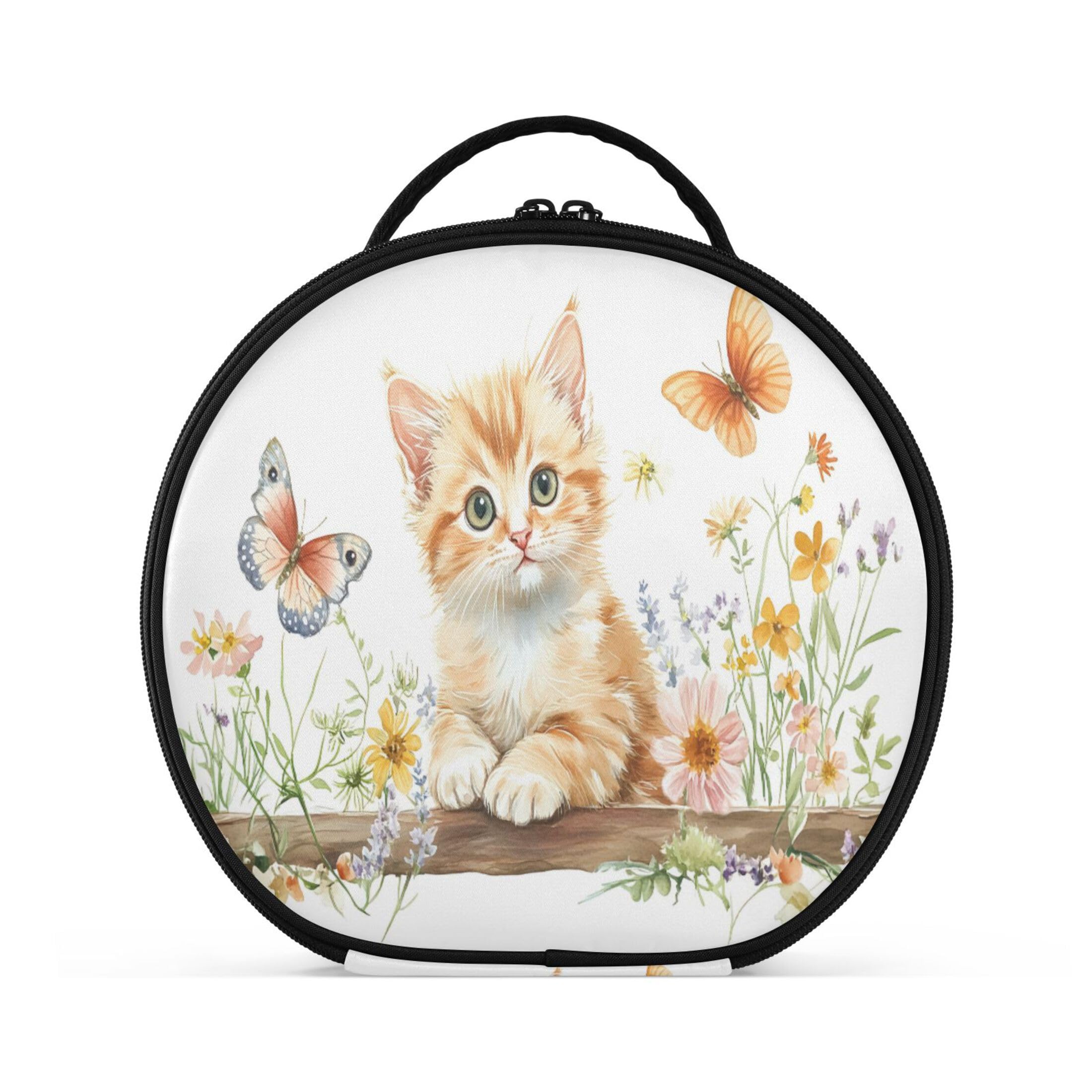 Takiito Kitten Travel Makeup Case Portable Makeup Box Artist Cosmetic Case Organizer With Adjustable Dividers