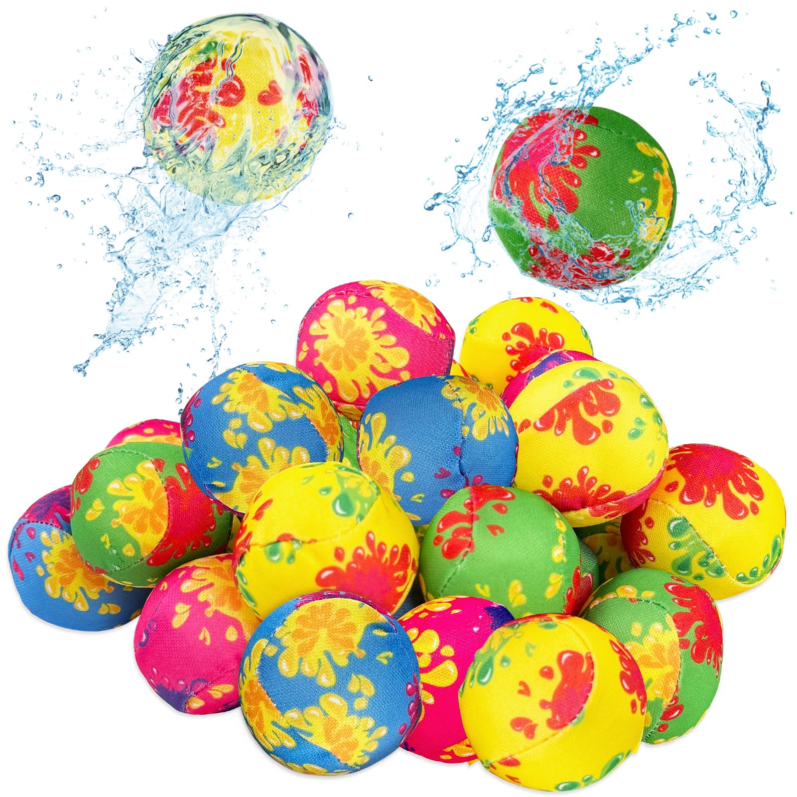 Photo 1 of 30 Pack 2" Reusable Water Splash Balls, Soft Water Absorbent Balls for Adults & Family, Pool Party Games, Beach Activities & Outdoor Summer Fun