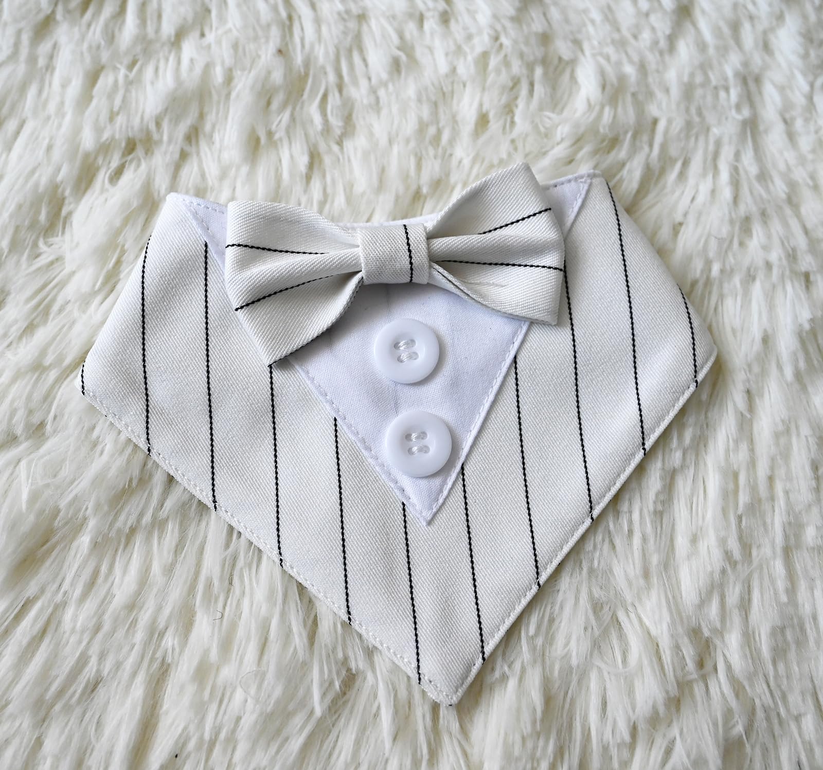Collare per smoking per animali domestici, bandana, abito da sposa, papillon per gatti, cuccioli, cani di piccola taglia, vestito per feste, compleanni, Natale, bianco, XS