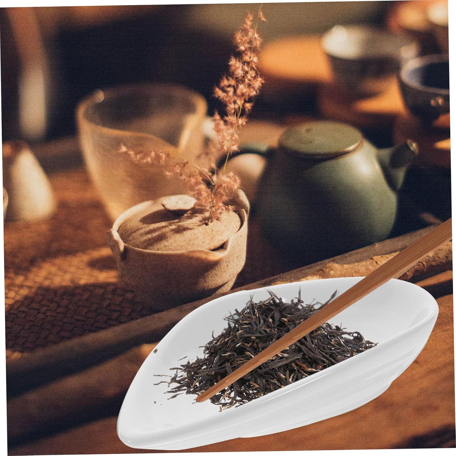 Zerodeko 1set Herbal Tea Loose Leaf Cup Tea Spoon Scoop Needle Ceramic Leaves Holder Accessories