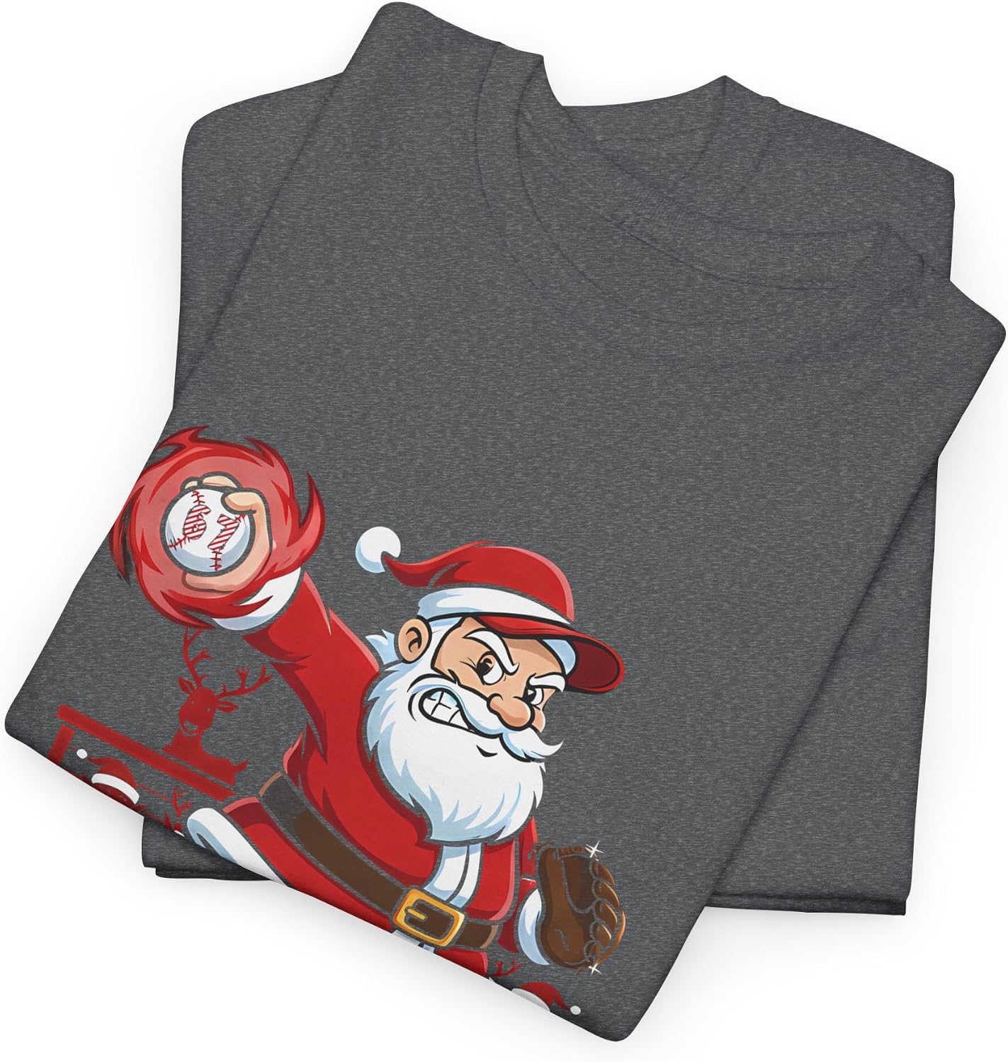 North Pole Fastball Service 6 7 Meme Funny Christmas Baseball Santa Claus Pitcher Graphite Heather