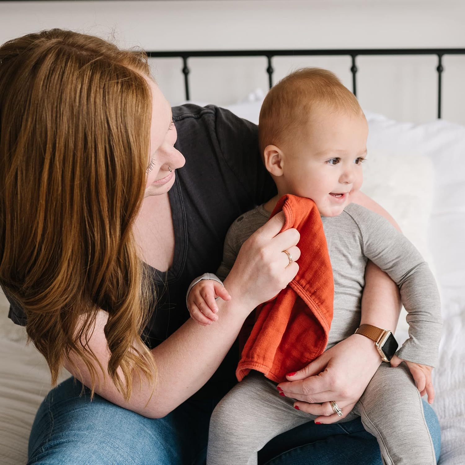 Natemia Bamboo Muslin Baby Washcloths | Large 12”x12” Size | Super Absorbent and Ultra Soft Bamboo Towel | 6-Layer Design | 5-Piece Gift Set : Baby