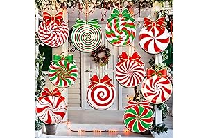 10-Piece Christmas Candy Yard Decors - Peppermint Corrugated Yard Stakes
