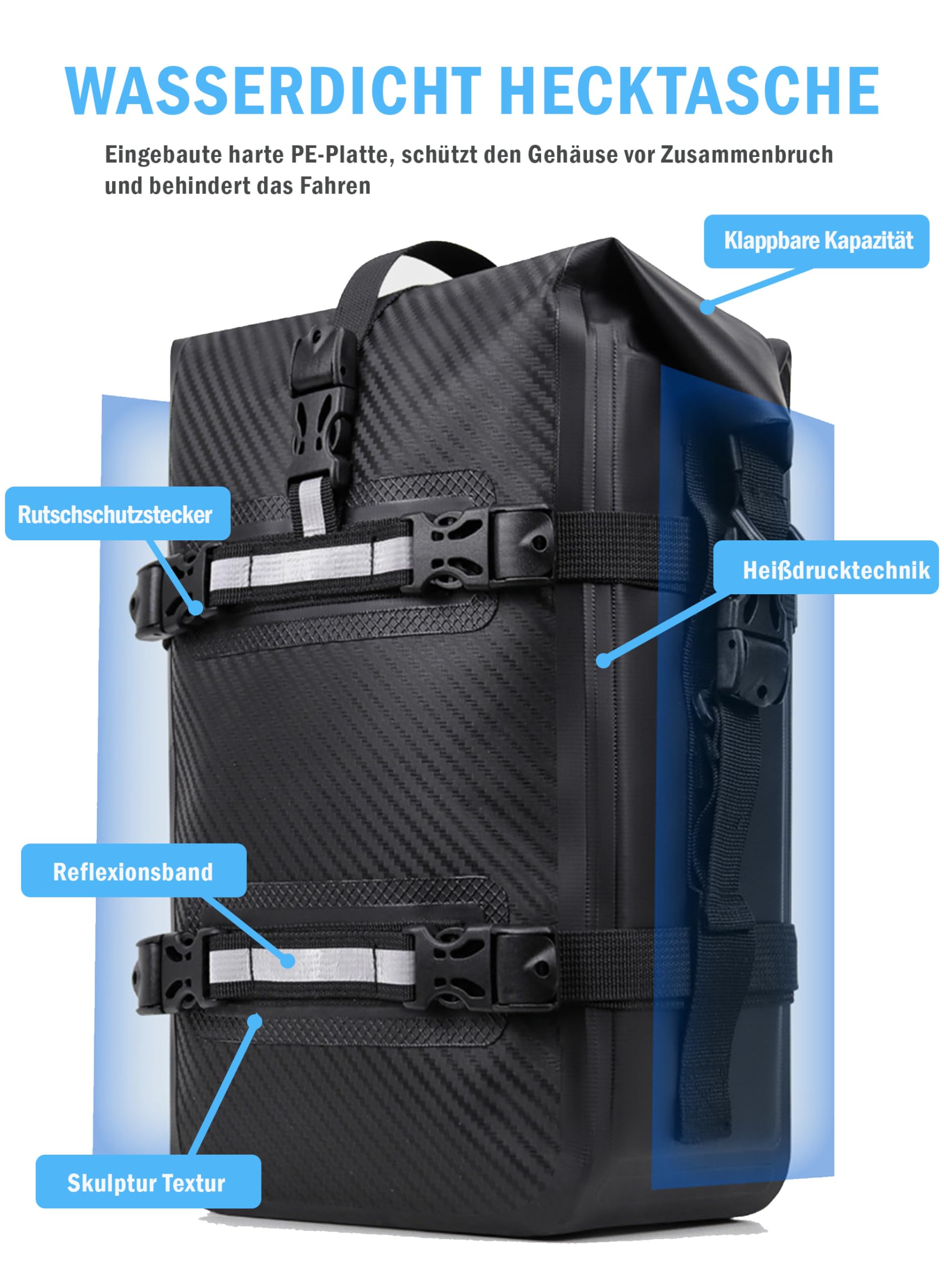 AUMTISC Torba na siodełko rowerowe torba na siodełko rowerowe torba na rower MTB 9,5 x 8,5 x 39 cm 2,5 l
