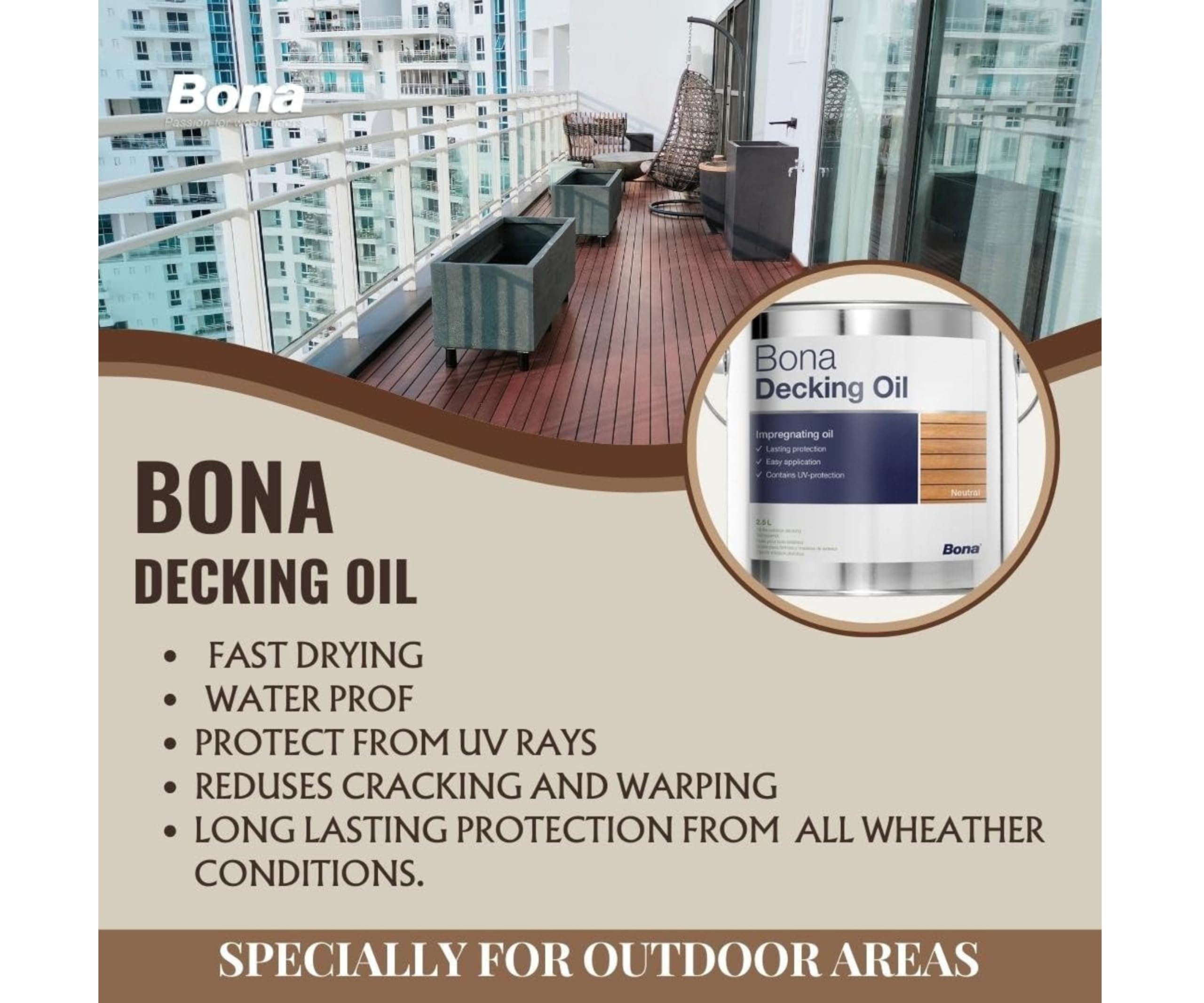 Bona decking huile 2,5 l de teck