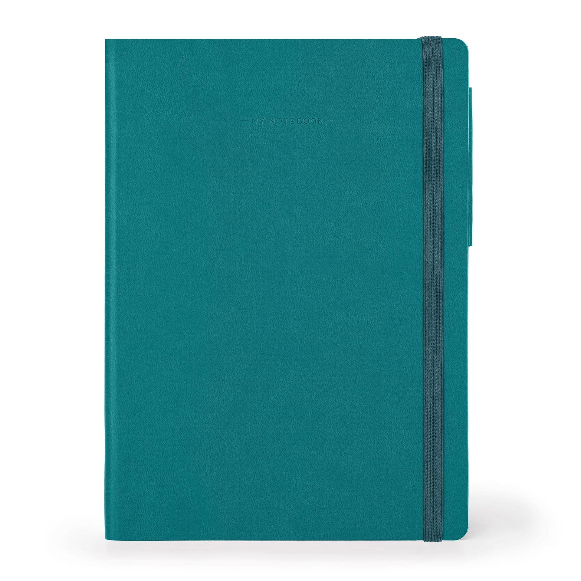 Legami - Large 192 Pages Plain Notebook with Soft PU Cover in FSC® Certified Paper, 90 g/m² Ivory Paper, Monthly Planner, Address Book, Bookmark, 17 x 24 cm, Malachite Green