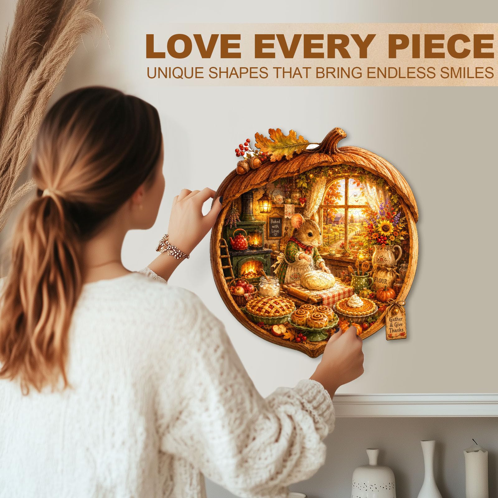 Holzpuzzles für Erwachsene – 34 × 30 cm Puzzle mit Eichel-Bäckerei | 265-teilige Puzzles, ideale Geschenke zum Geburtstag, Weihnachten und Dankeschön für Damen, Herren und Puzzleliebhaber