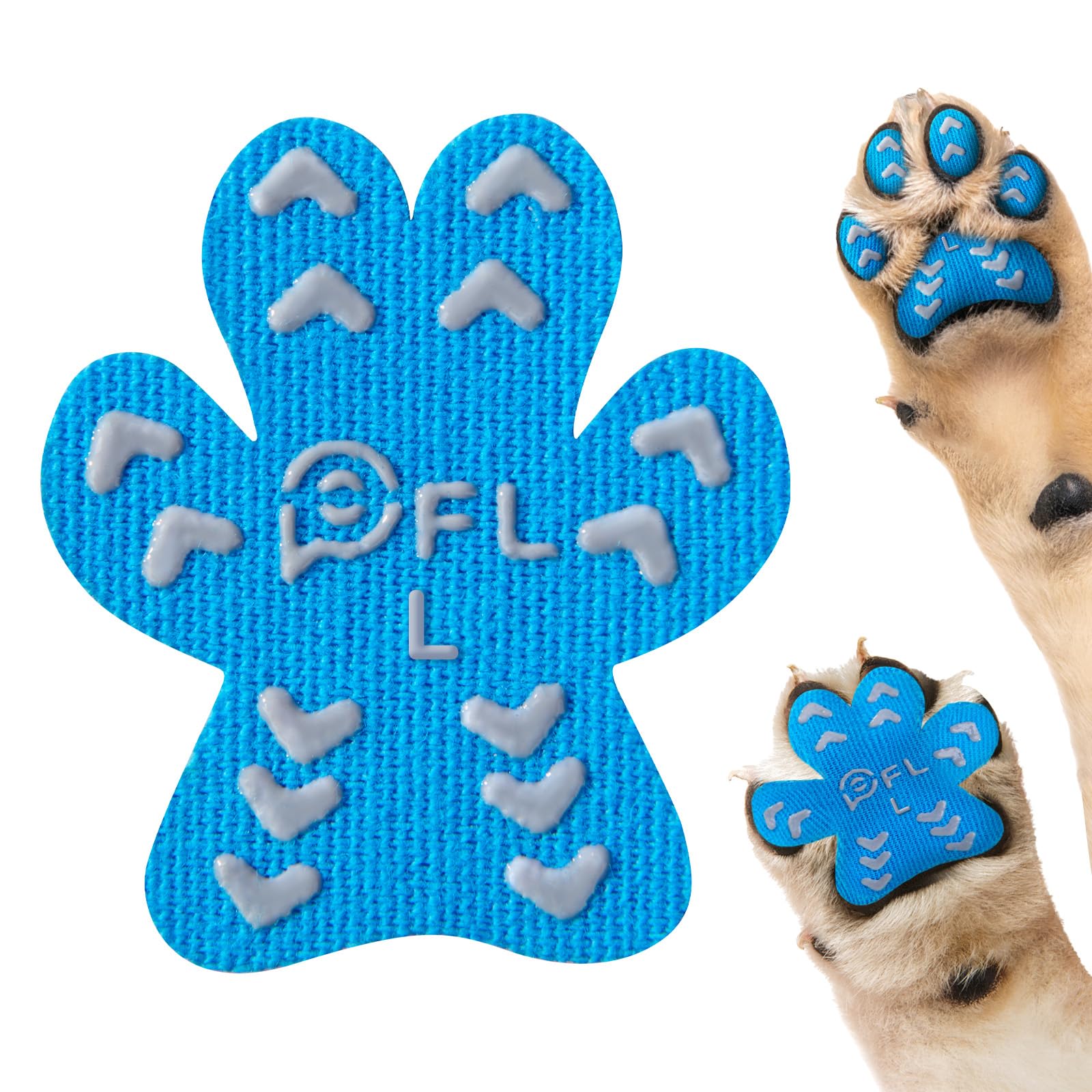 Non-Slip Dog Paw Protector Pads for Senior Dogs, Dog Paw Traction Stickers with Anti-Slip Rubber, Help Walk on Hardwood Floor, Blue 48pcs, L for 21-