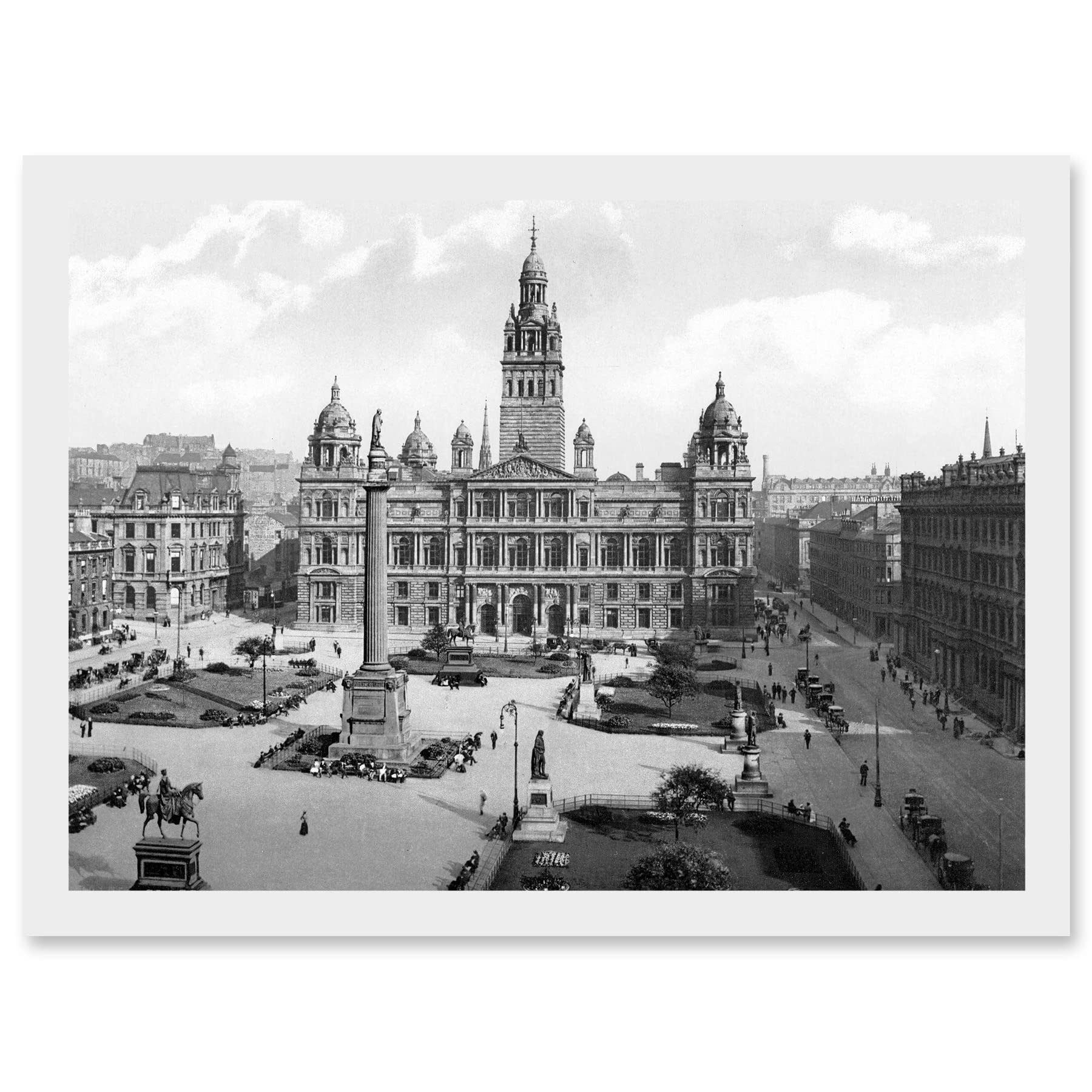 Artery8 Glasgow George Square Scotland Vintage Historic A4 Artwork Framed Wall Art Print