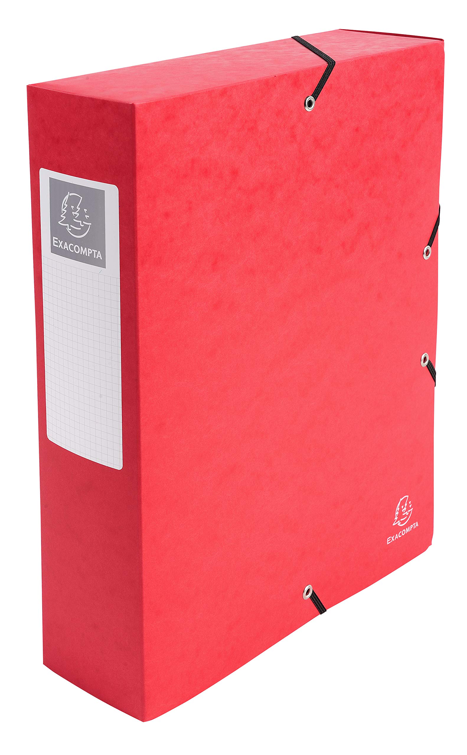 Exacompta 50835E - Scatola per archivio in cartone Manila, formato DIN A4, con chiusura elastica, dorso 80 mm, 6 pezzi, colore: Rosso