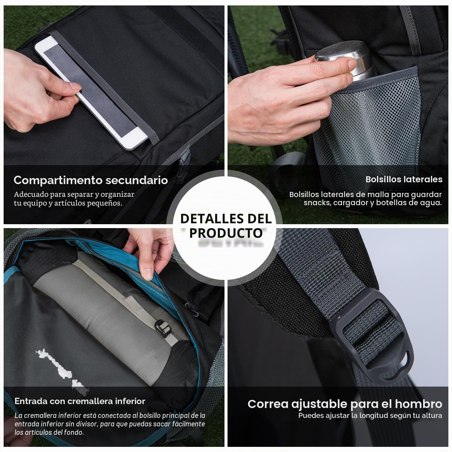 MOUNTAINTOP Mochilas Senderismo 40 litros Mujer Hombre Mochila de Trekking Mochila Montaña al Aire Libre Impermeable para Viaje Acampadas 33x22x55 cm