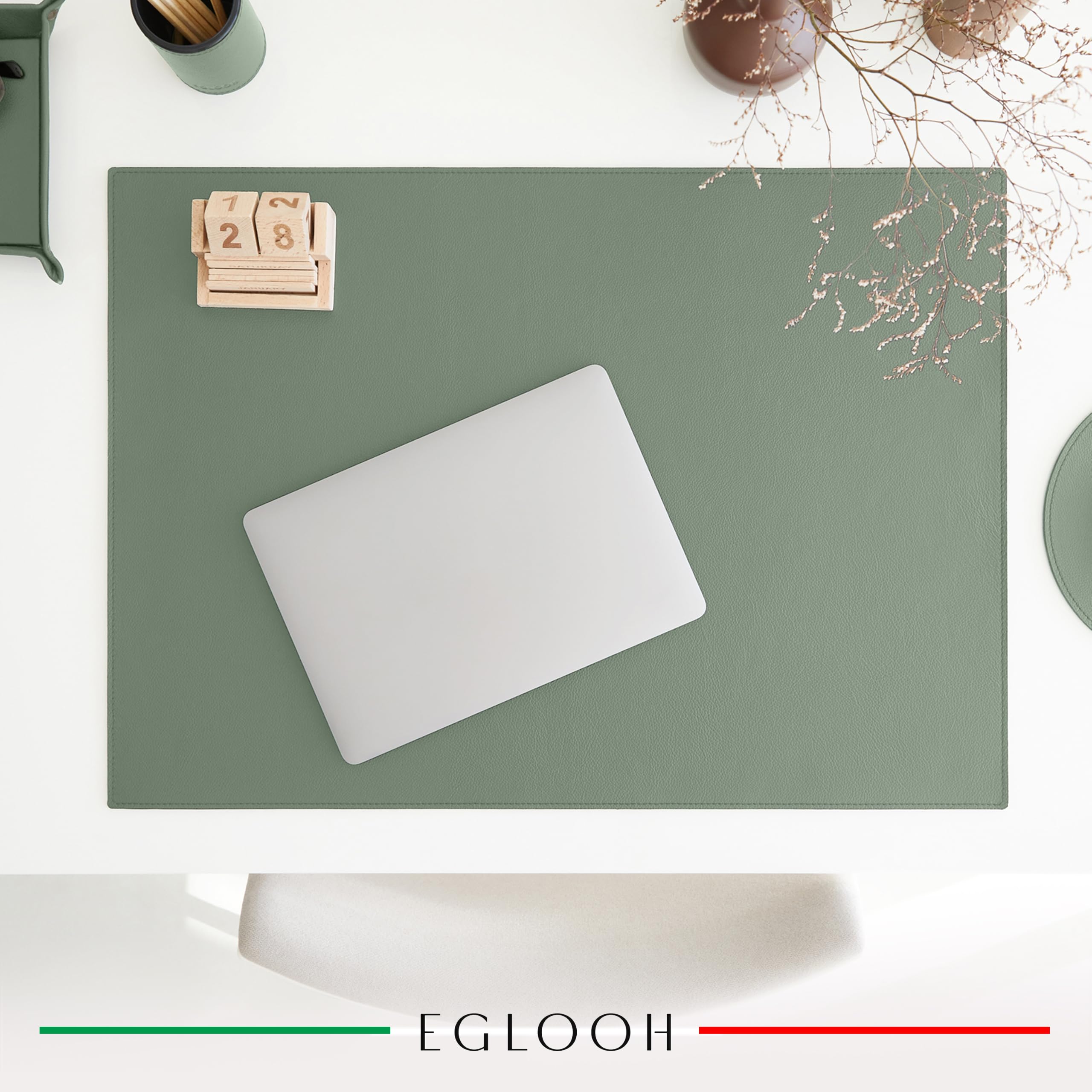 Eglooh - Palladio - Schreibtischunterlage Echtleder Mit quadratischen Ecken - Schreibunterlage Groß & Rutschfest - Home Office Zubehör Made in Italy