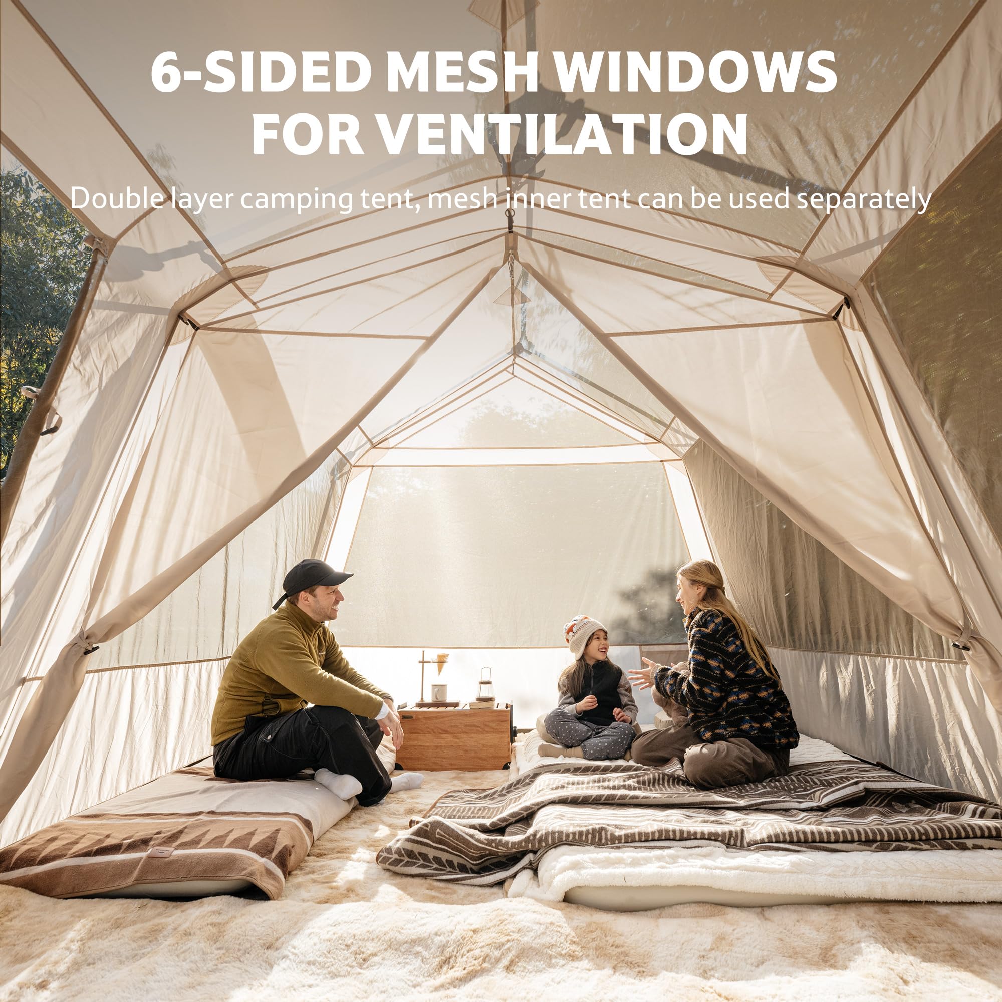 Naturehike Village Lite - Tenda da campeggio per 4 – 8 persone, con montaggio rapido, impermeabile, doppio strato, per campeggio e giardino