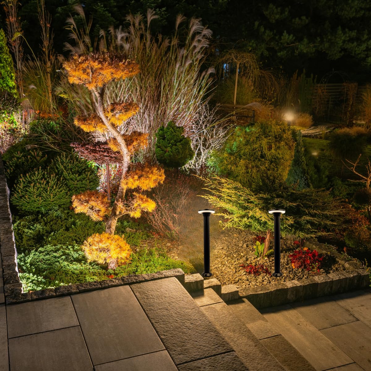 Jandei - Baliza LED Exterior 60 cm Circular, Lámpara Jardín IP65 Aluminio Negro, Luz Cálida 3000K, 12W, Baliza Tipo Seta con Difusor Opal para Caminos y Terrazas