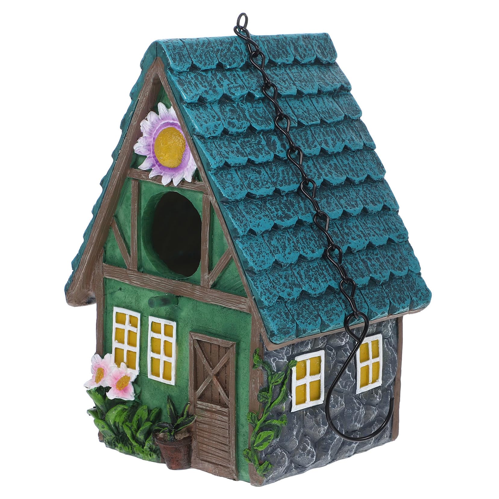 Casa de Pájaros de Resina para Exterior Refugio Cálido y Transpirable, Nido Decorativo Rústico Adecuado para Jardín y Árboles