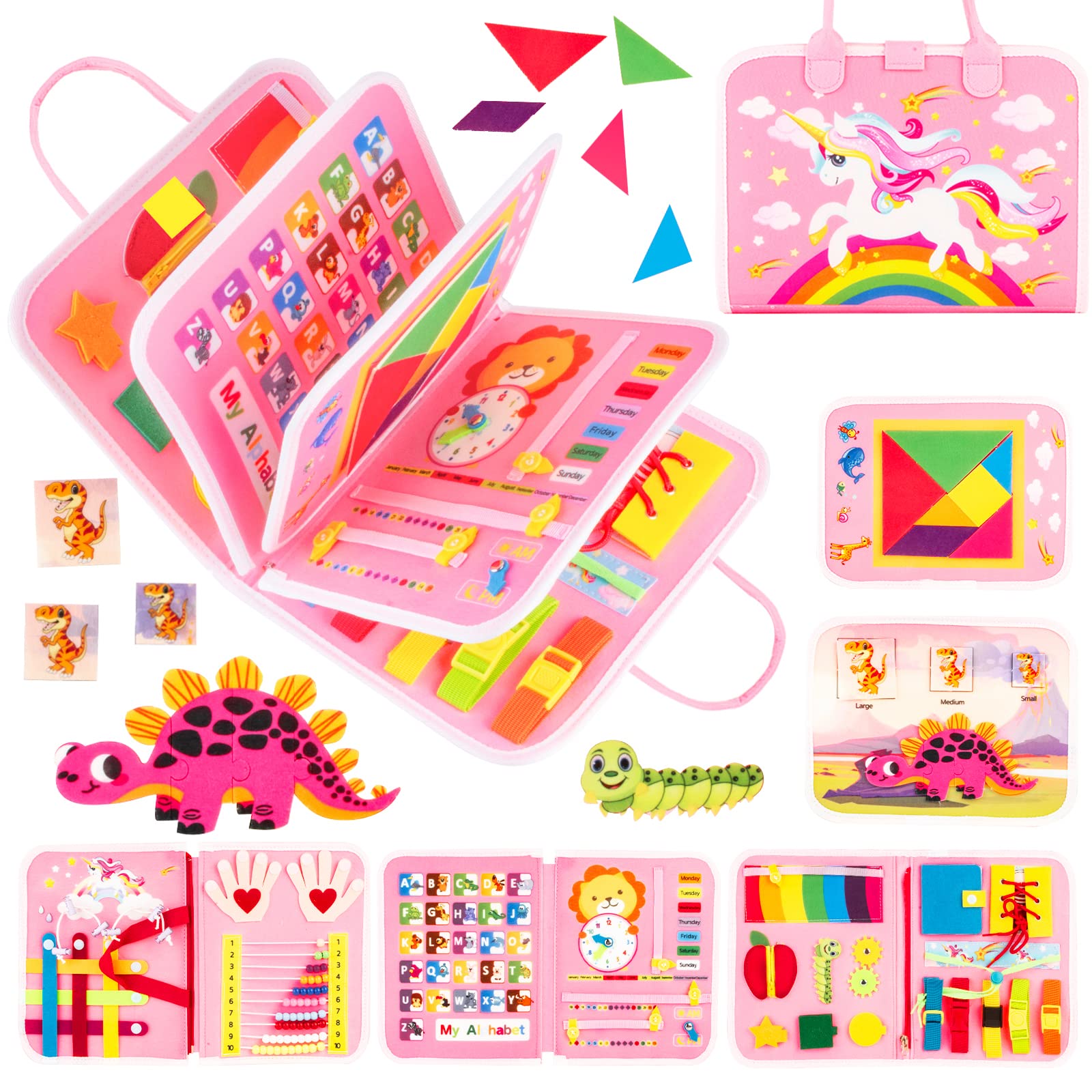 ARANEE Kids Busy Board Sensory Toys Montessori Toys Skills Board for