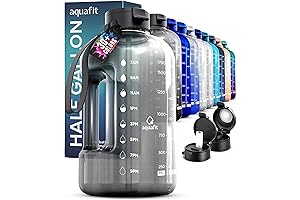 AQUAFIT Half Gallon Water Bottle with Straw - Time Marker - Straw...