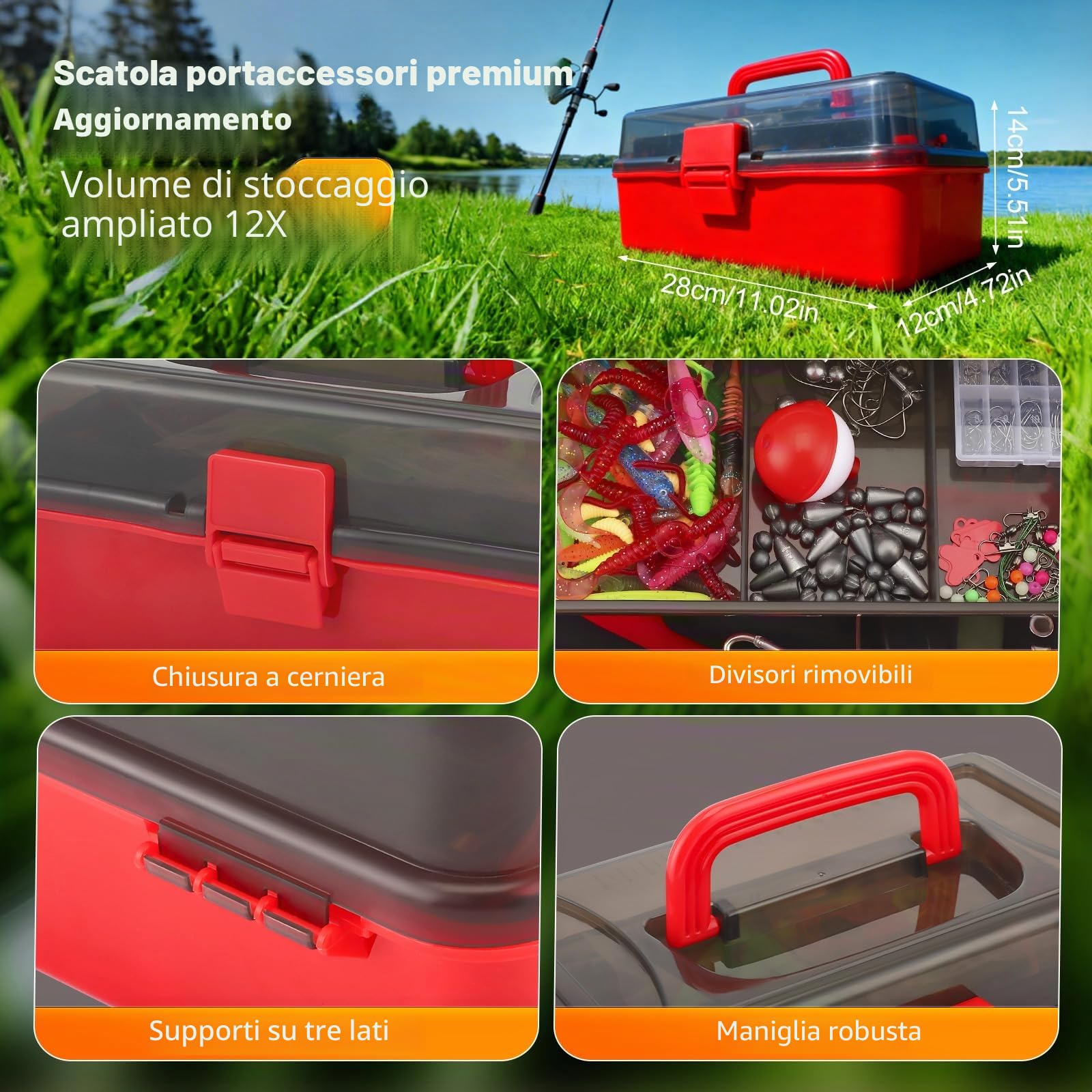 Set Di Esche Da Pesca, 314 Pezzi Accessori E CassettaPesca Con Clip Per Labbra, Ami DaPesca, ValigettaPesca Con Accessori, Attrezzatura DaPesca Adatto Per Adulti Principianti E Uomini