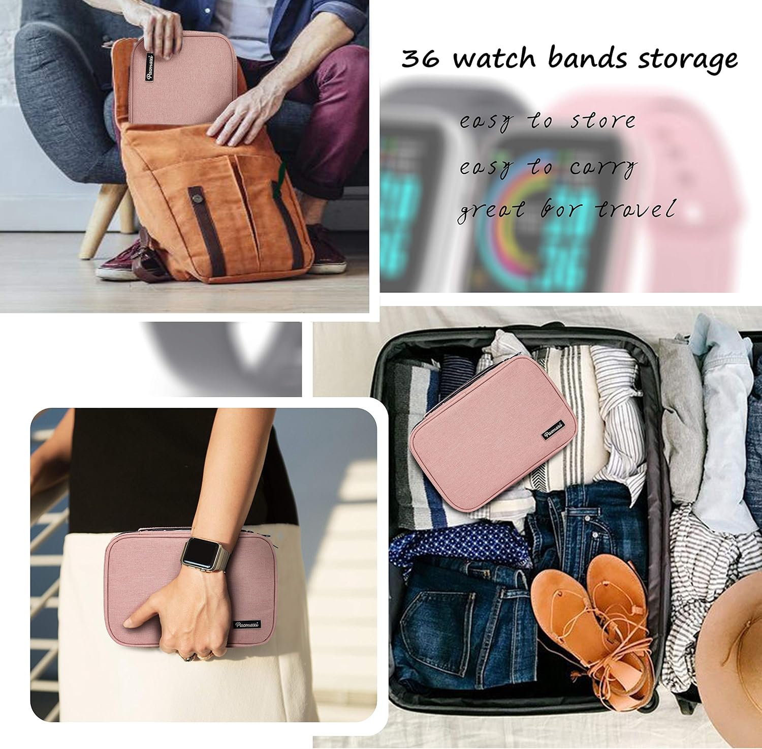 Crazy Deals PACMAXI 36 Watch Bands Storage Carrying Case Compatible with Watches, Watch Band Holder Stores 36 Watch Bands Fit for The Most Sizes of Watch Straps, Organizer for Watch Bands Accessories, Bag Only (Pink) Get Popular Offer PACMAXI 36 Watch Bands Storage Carrying Case Compatible with Watches, Watch Band Holder Stores 36 Watch Bands Fit for The Most Sizes of Watch Straps, Organizer for Watch Bands Accessories, Bag Only (Pink)