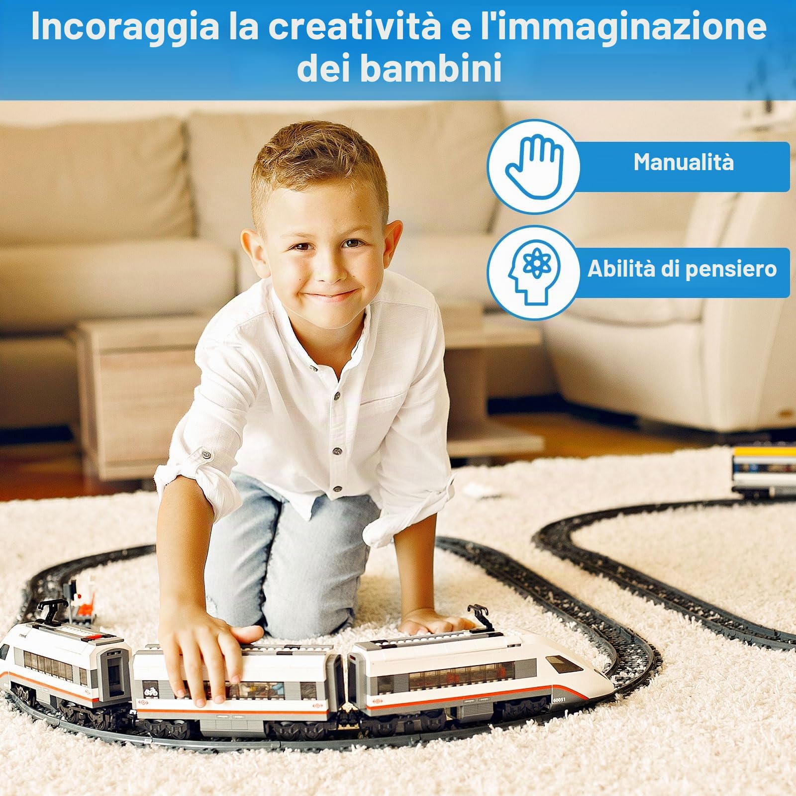 City Set di Binari, 54 pezzi City Binari, Inclusi Binari Trasversali, Binari Dritti, Binari Curvi, Accessori per Treno da Città, Idee Regalo per Ragazzi, Ragazze e Bambini