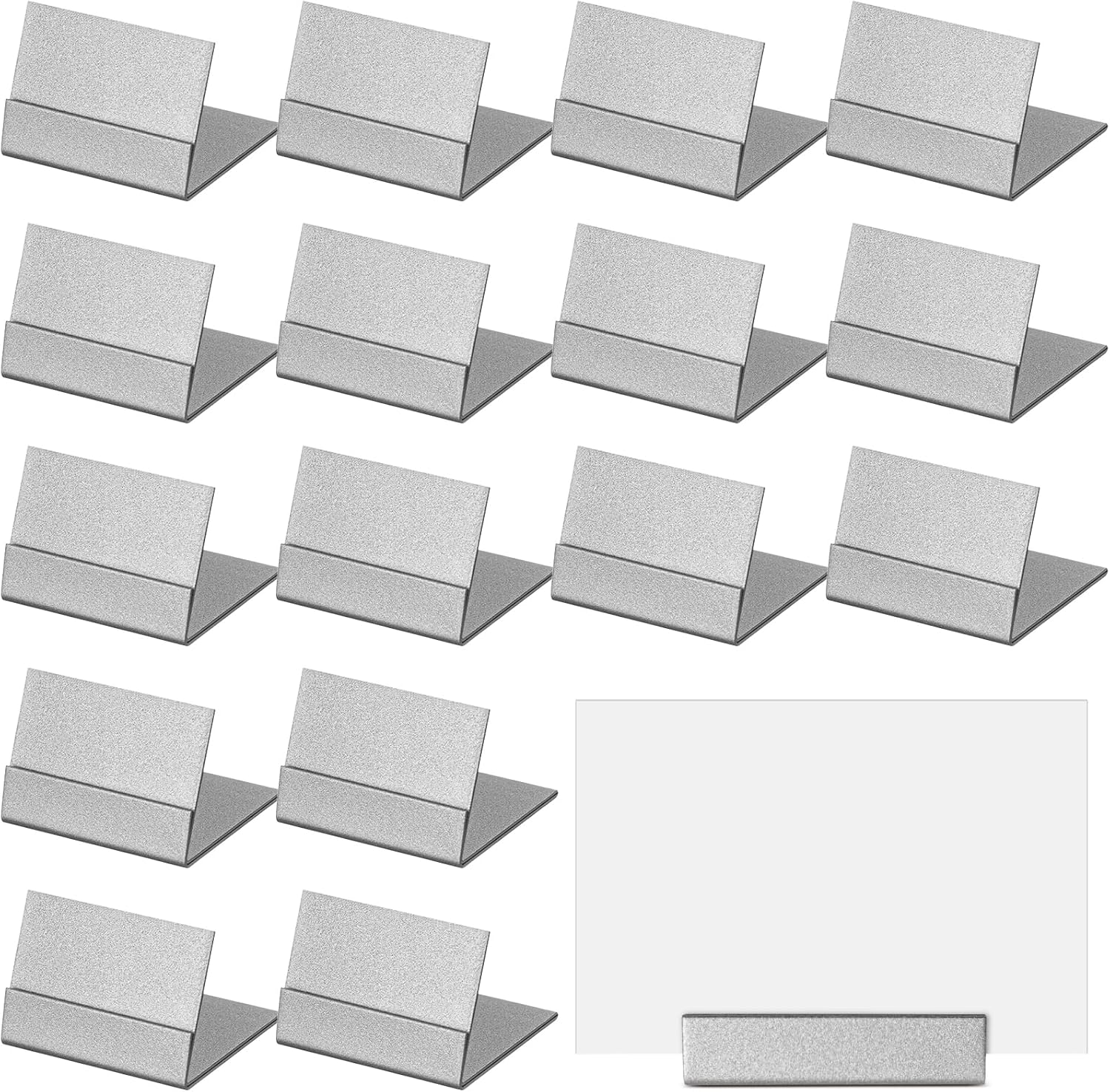 Yaocom 24 Pcs Small Table Number Holders Metal Place Card Holder Vintage Mini Table Number Name Card Display Stand for Wedding Memo Reception Photo Picture Party Restaurant, 1.4 x 1.3 x 1 Inch (Silver)