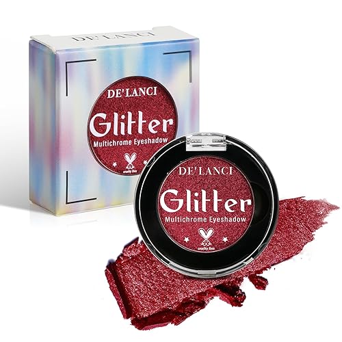 Miniatura 8 de Afflano Paleta de sombra de ojos roja brillante, sombra de ojos con purpurina roja ultra pigmentada, polvo de sombra de ojos de maquillaje rojo