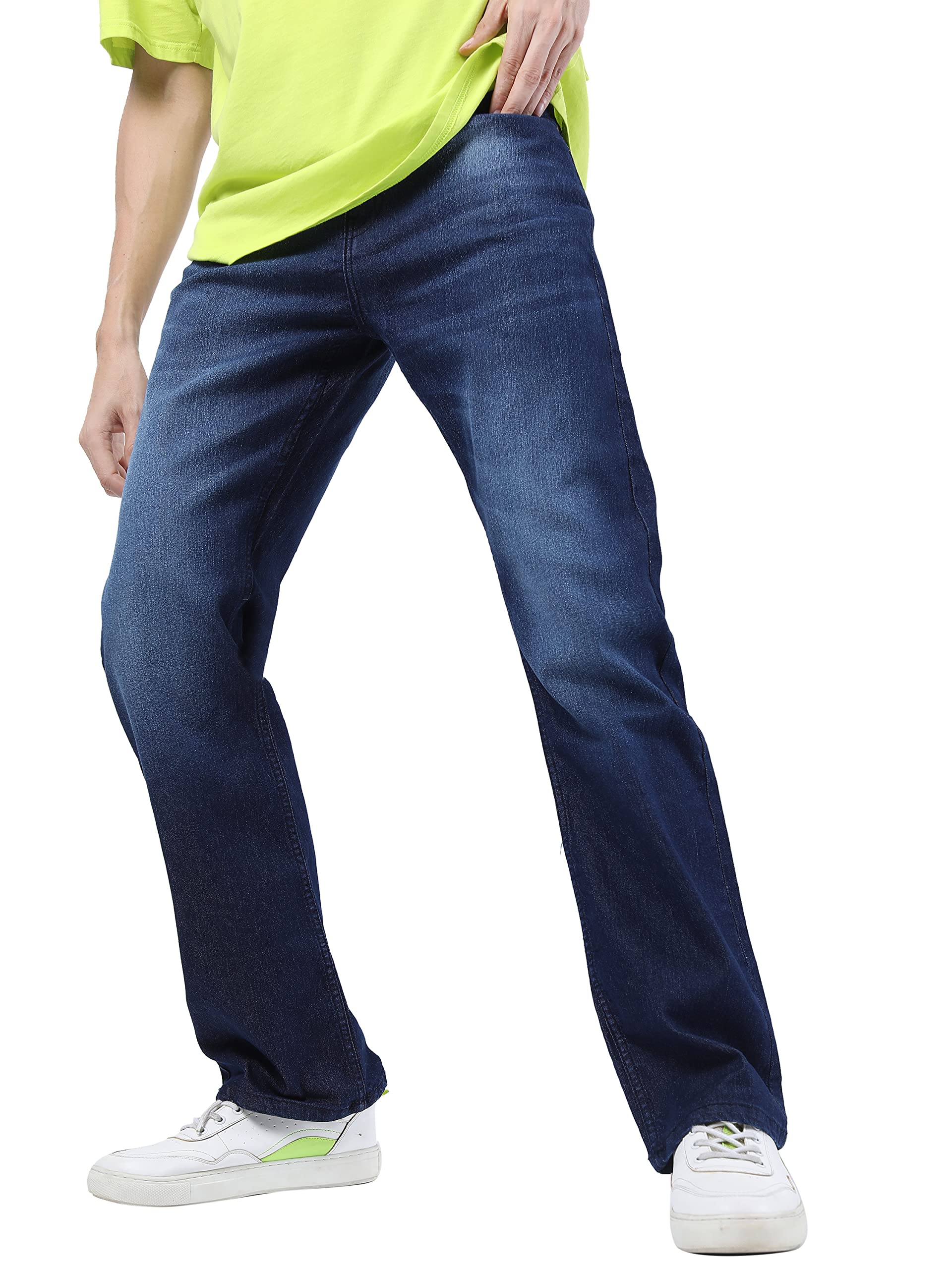 KETCH Men's Stretch Fit Mid Rise Bootcut Mid-Rise Jeans (Stretchable)