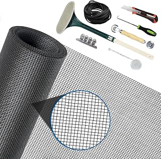 Jeyew Window Screen with Full Set Repair Kit, Fiberglass Window Mesh Screen with Window Cleaning Tool, Screen Repair Kit for Windows or Doors, Window Screen Replacement, (59'' x 106'', Grey)