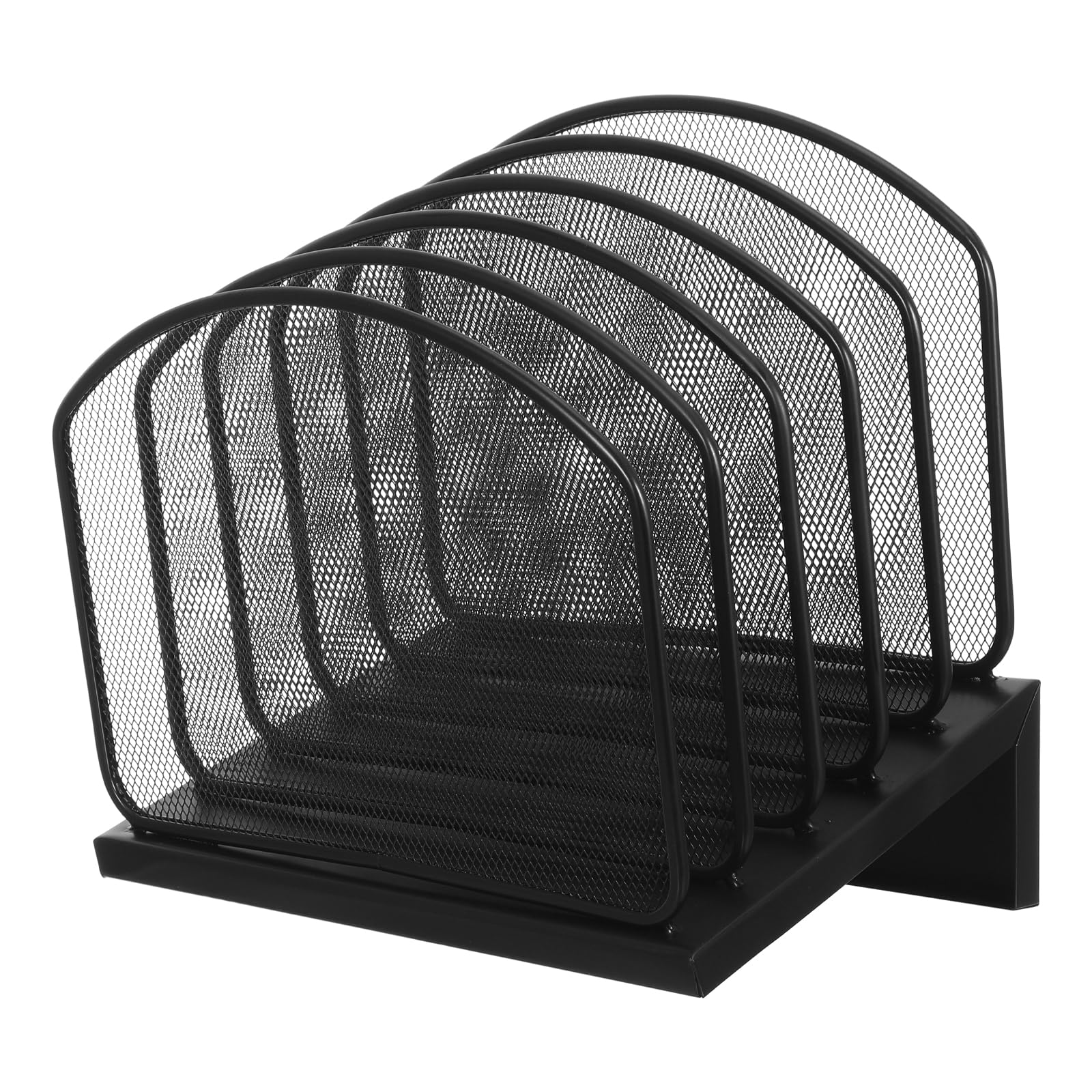 Organizer Documenti da Scrivania Verticale in Ferro Nero, Multi-scomparto | Struttura Verticale, Uso Home Office e Banchi Studio, Supporto Robusto e Portatile, Stile Moderno Minimale