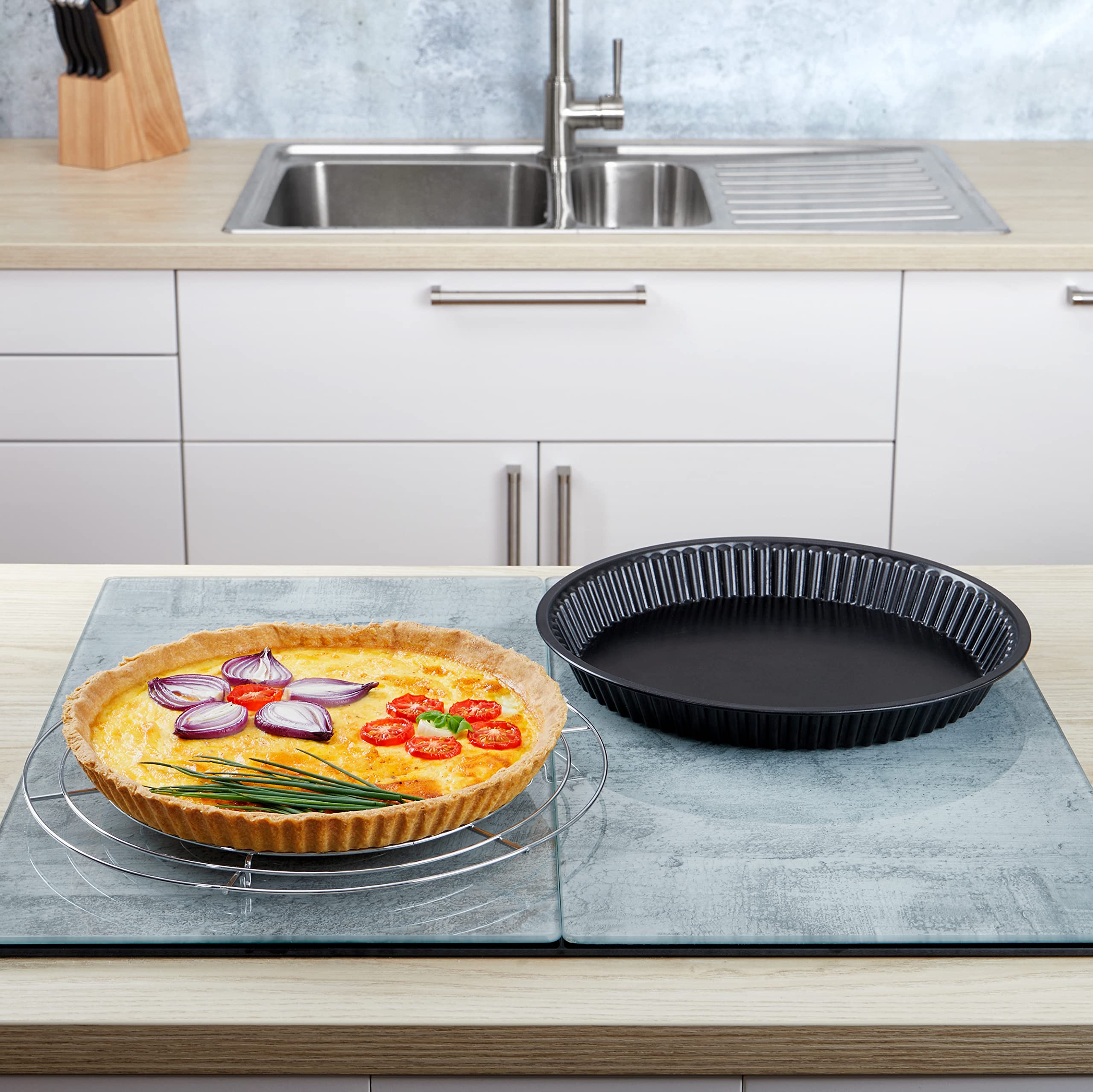 Grizzly Plaque de Cuisson Four Revêtement Anti-Adhésif peu Profonde (Lot de 3 avec bord ondulé)