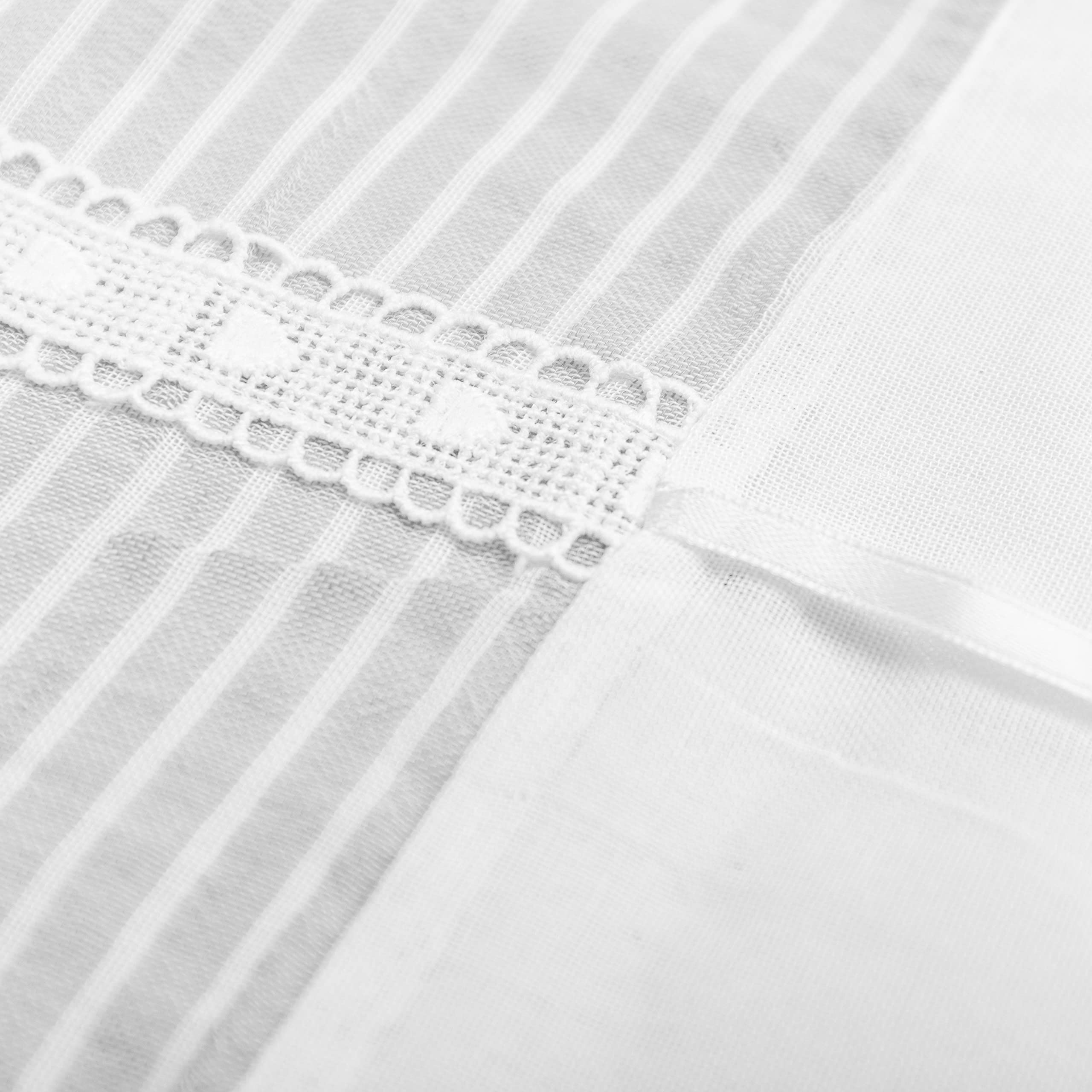 Tende Bianche Semi Trasparenti con Merletto 60x150cm 2 Pannelli per Finestra Soggiorno Camera