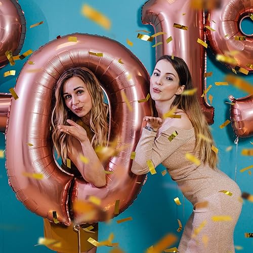 Miniatura 4 de Globos de oro rosa de 40 pulgadas con el número 16 | Globos de papel de aluminio para cumpleaños de 16 años para niños y niñas | Globo gigante