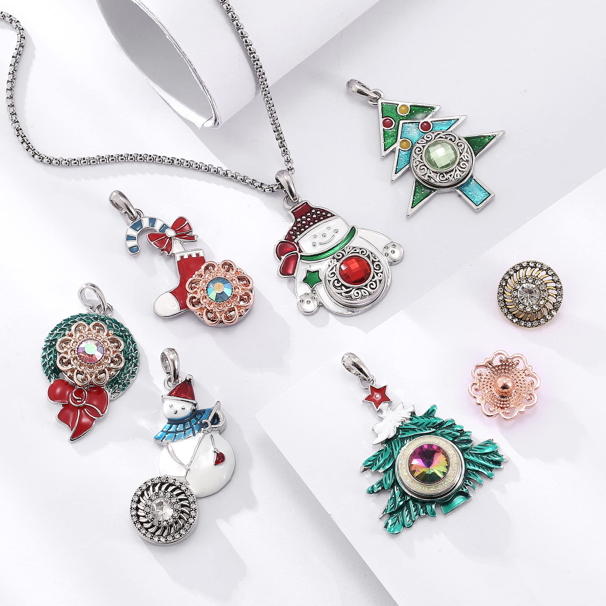304 Stainless Steel Interchangeable Necklace Making Kit DIY Snap Jewelry Charms Alloy Hang Snap Base Pendants Snap Buttons Button Charms Necklaces Br
