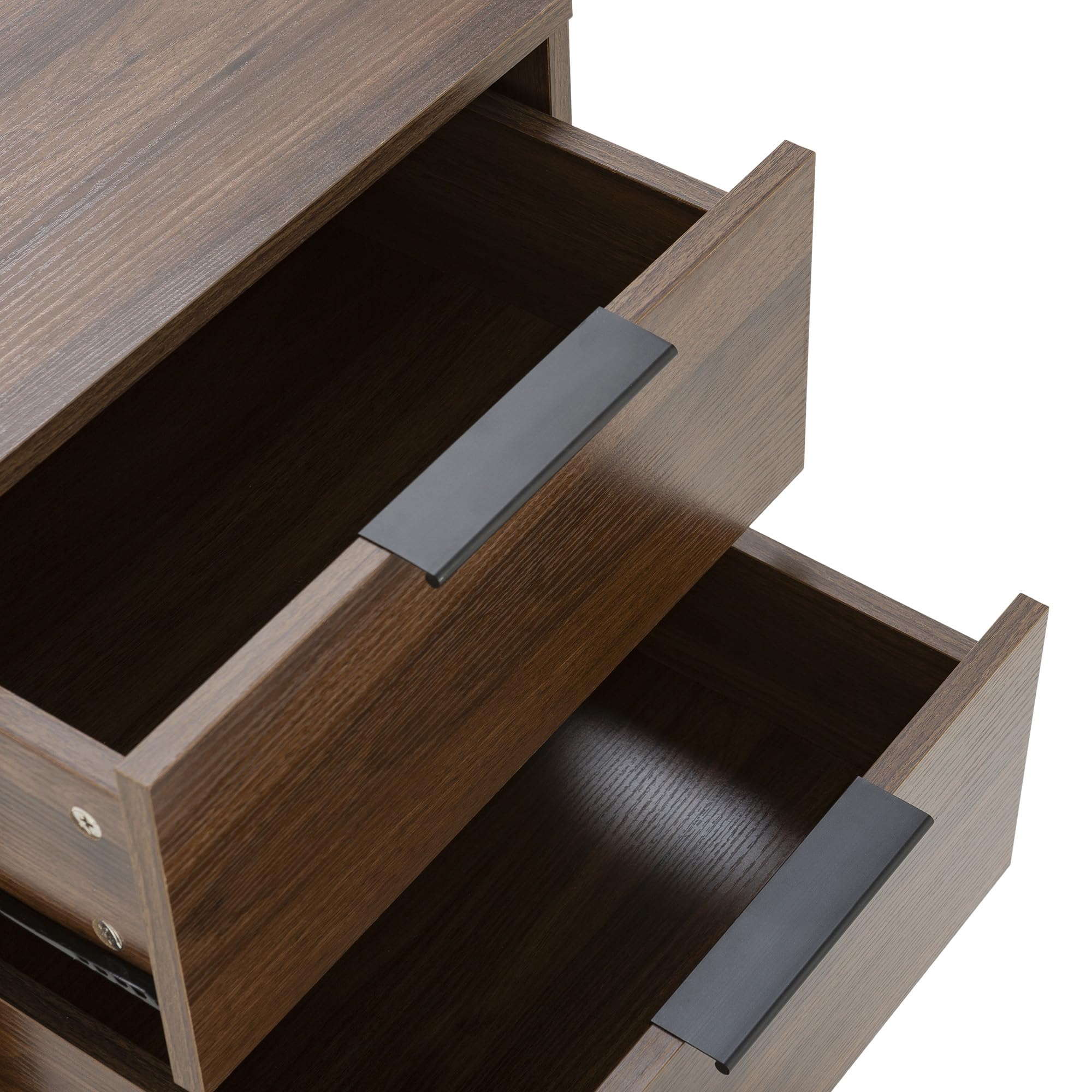 HOMN LIVING Mesita de Noche Auri 2 cajones Color Nogal, 50 cm (Ancho) 40 cm (Profundo) 55 cm (Altura)
