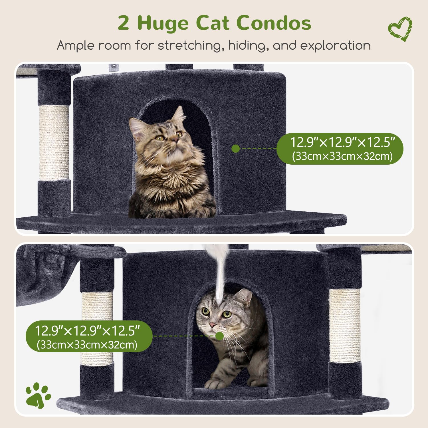 Katten krabpaal groot - beige - kattenhuis - met speeltjes - 9 niveau's