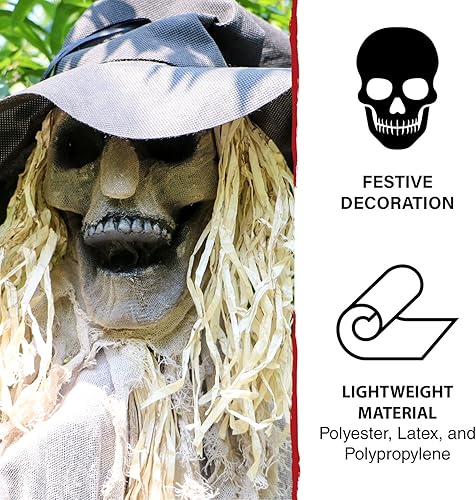 Miniatura 4 de Haunted Hill Farm Espantapájaros embrujados de pie de 6 pies para Halloween, posable para interiores o exteriores espeluznantes decoraciones