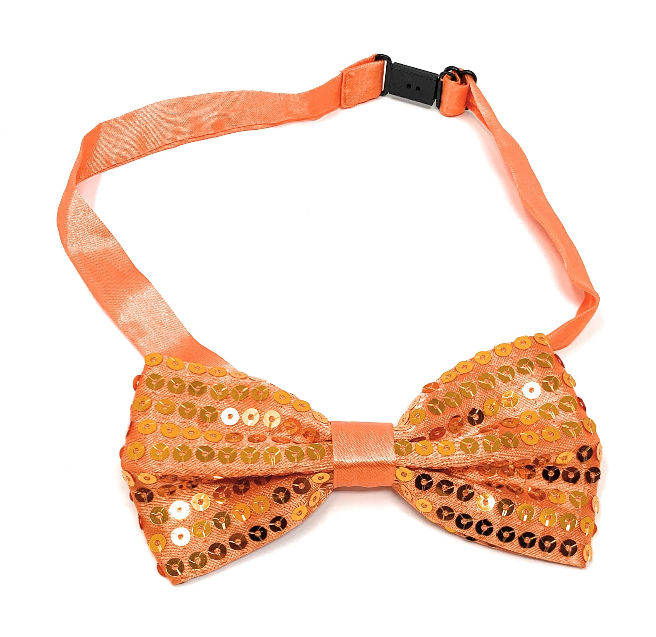 Cadoline Men's Orange Sequin Polyester Fancy Dress Bow Tie 22 X 6Cm