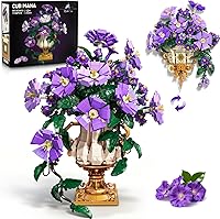 CUBIMANA Morning Glory Bonsai Building Set - 2-in-1 Flowers Botanicals with Vase, Wall Flower Pots Blocks for Adults 12+ Home Decor (1136 PCS)