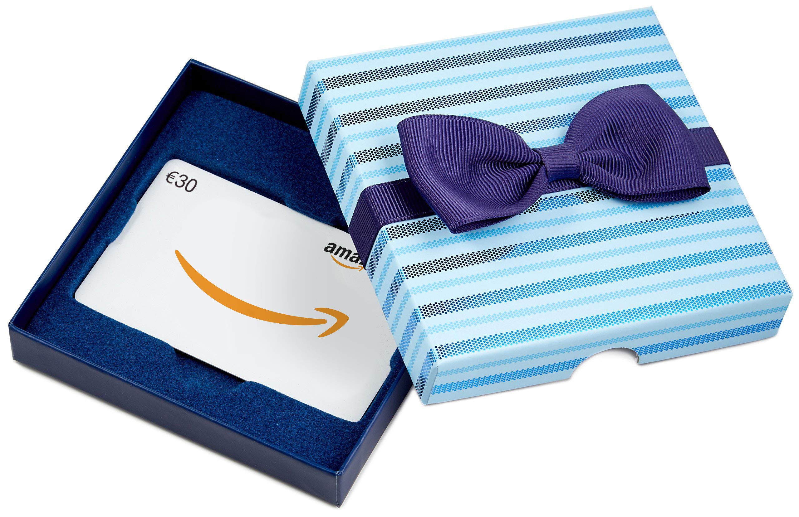 Amazon.de Geschenkkarte in Geschenkbox - 30 EUR (Blaue Streifen)