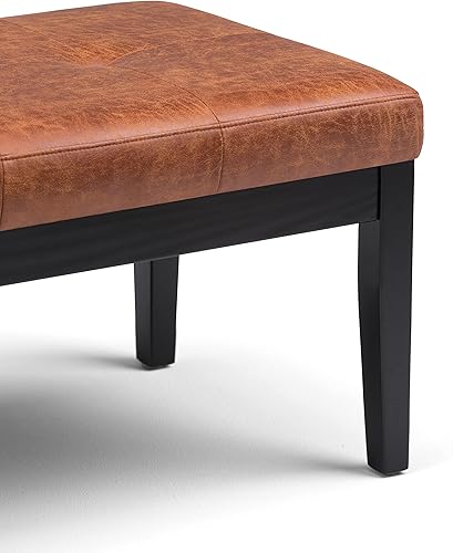 Miniatura 6 de SIMPLIHOME Lacey Tufted Ottoman Bench - 41 inch Wide Upholstered Vegan Leather Rectangle Ottoman in Distressed Saddle Brown, Contemporary Bench for