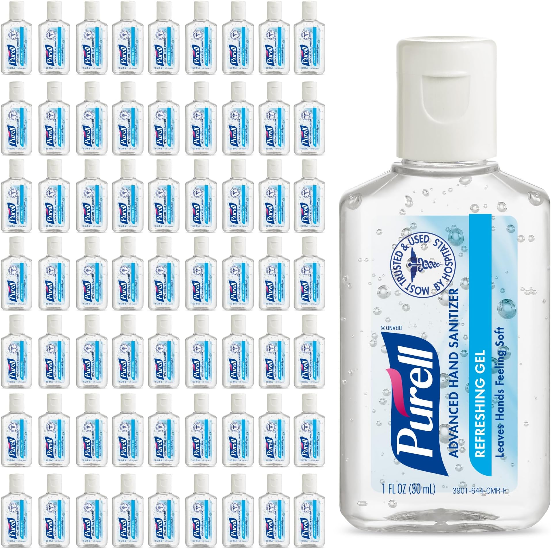 Advanced Hand Sanitizer Refreshing Gel, Clean Scent, 1 fl oz Travel Size flip-Cap Bottle (Pack of 72) - 3901-72-CMR