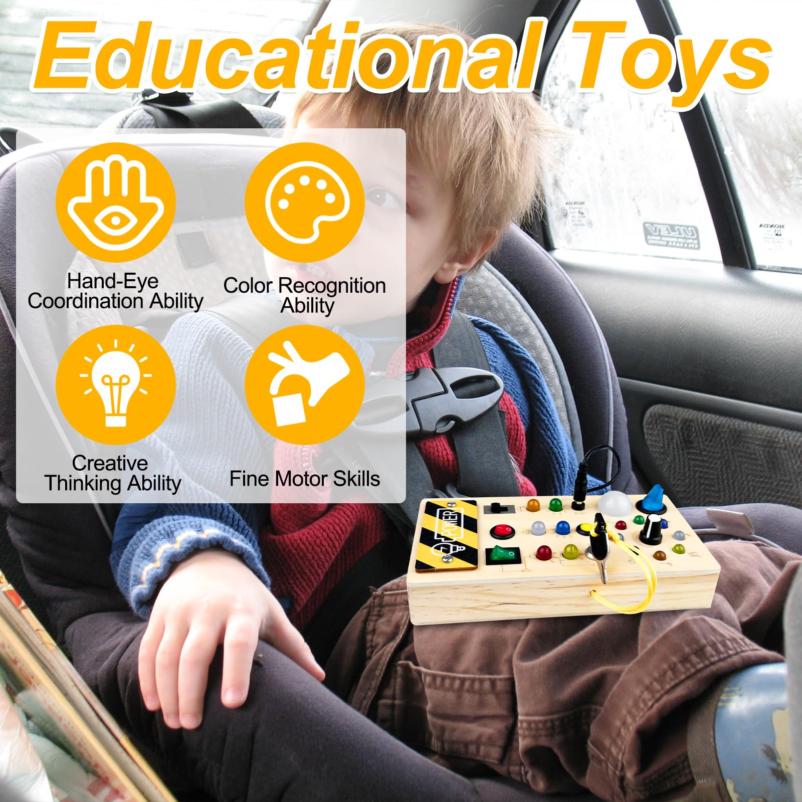 Homewit Busy Board Rucksack – Montessori Lernspielzeug Mit 19 Aktivitäten Für Kinder 1–4 Jahre (Motorik & Lebenskompetenzen)